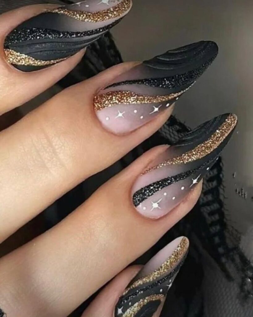 04 black and gold nails ideas