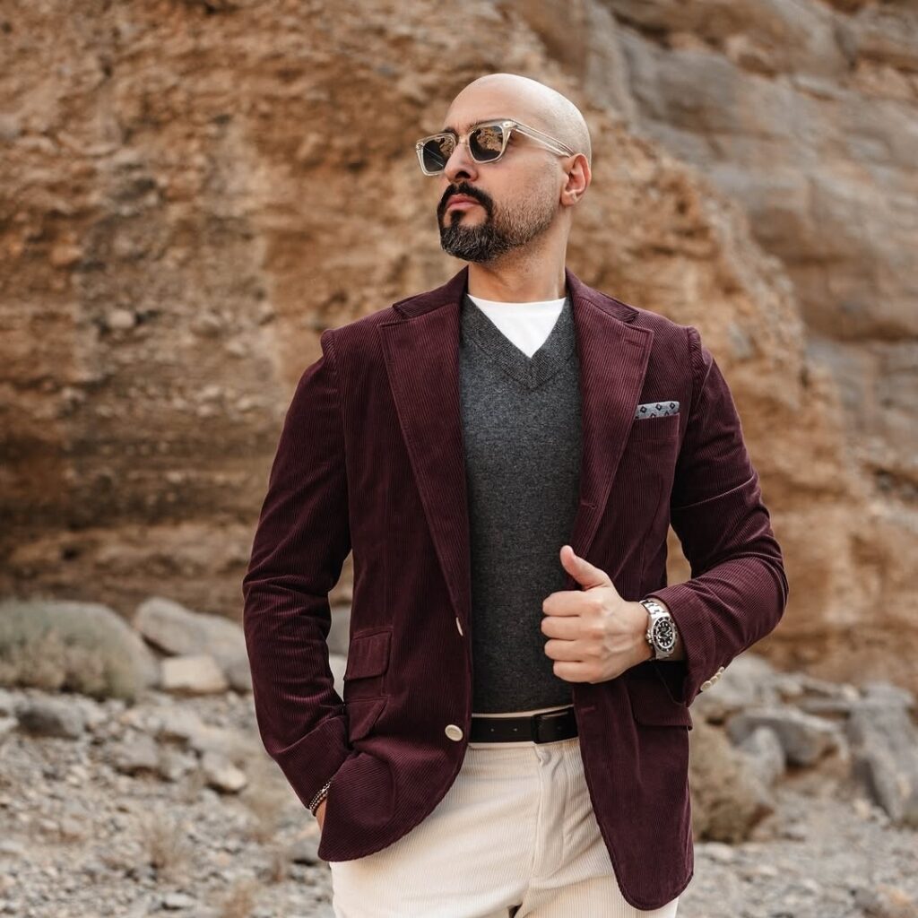 07 burgundy outfit men