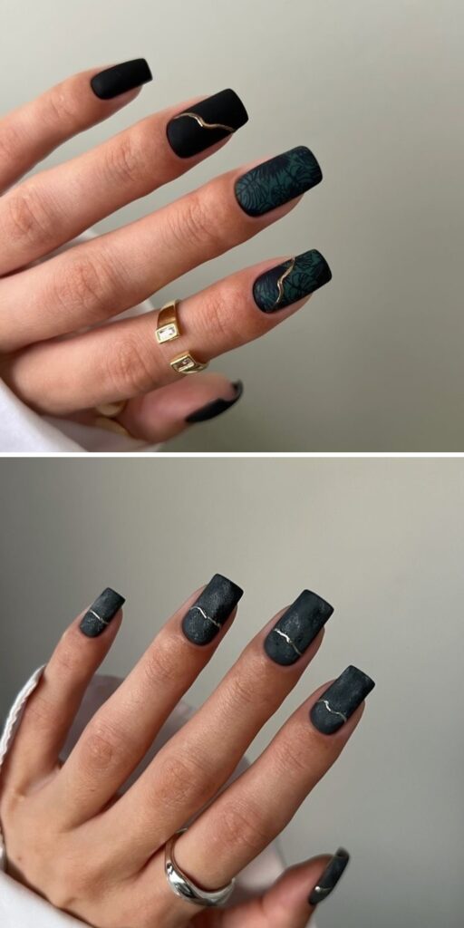 08 black and gold nails ideas