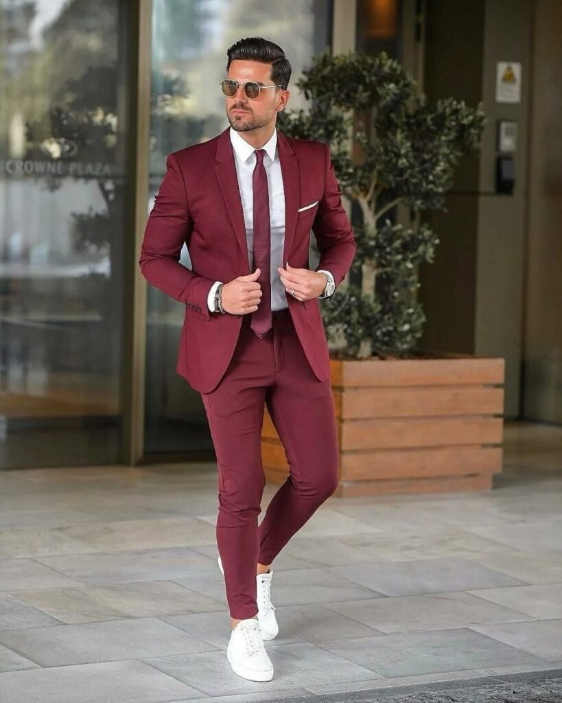 08 burgundy outfit men