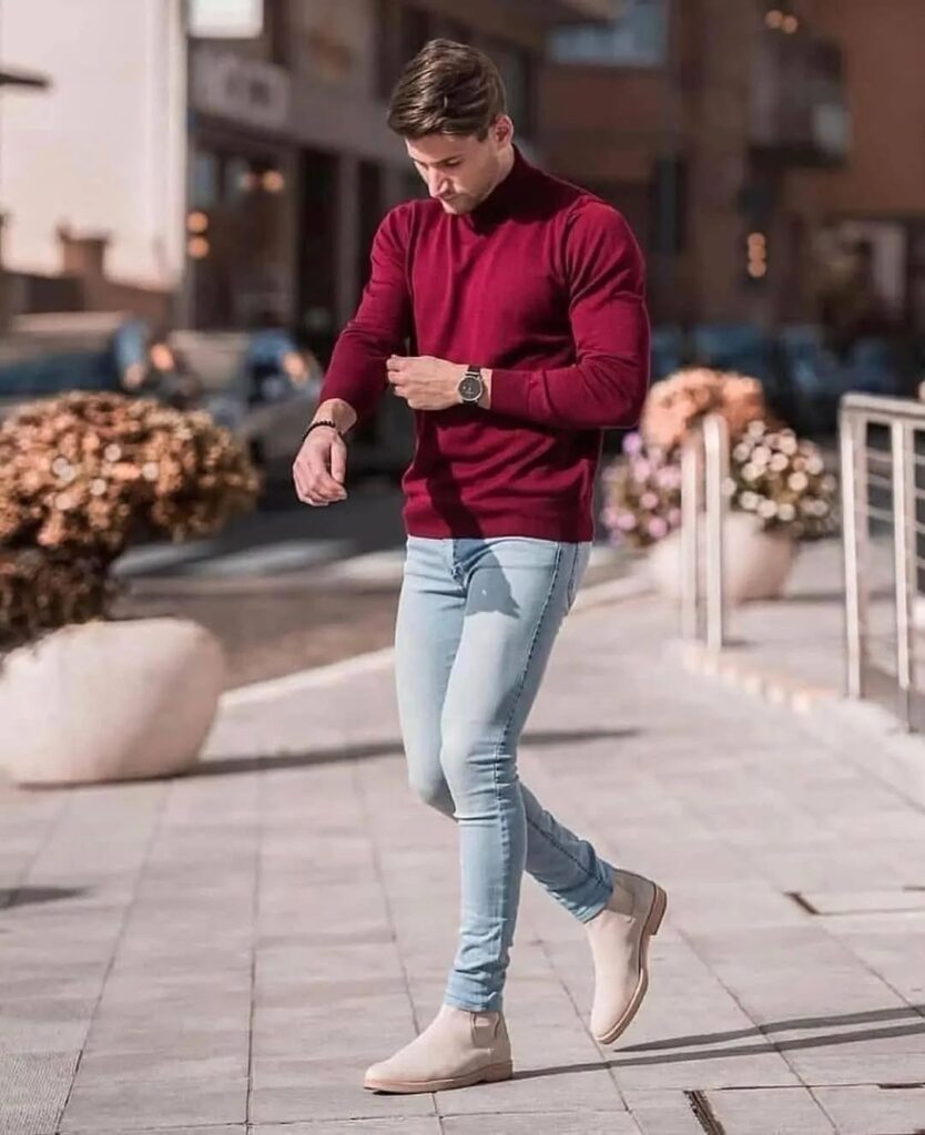 09 burgundy outfit men