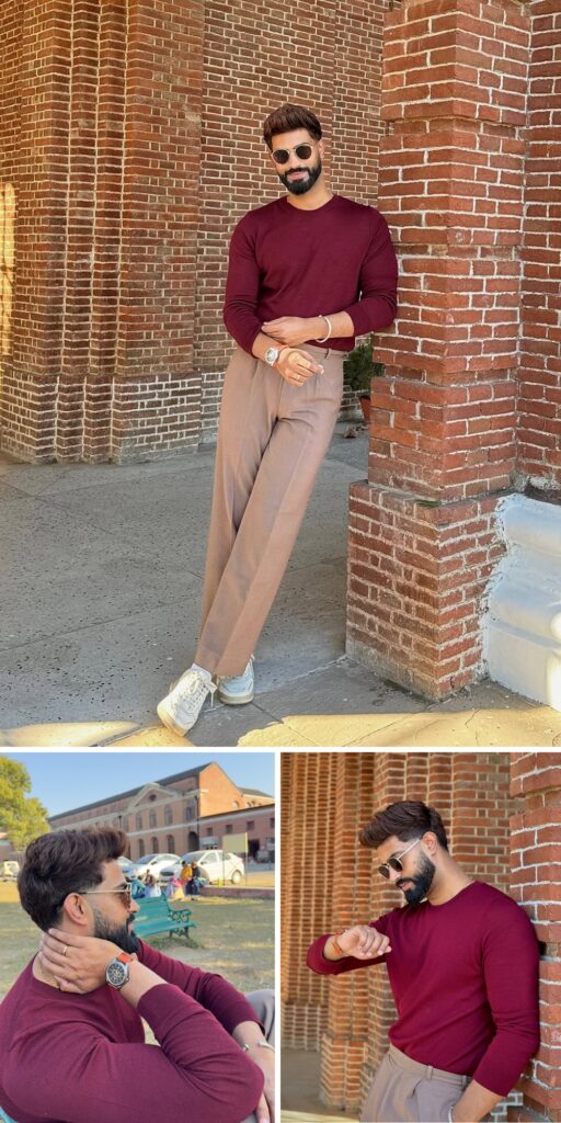 11 burgundy outfit men