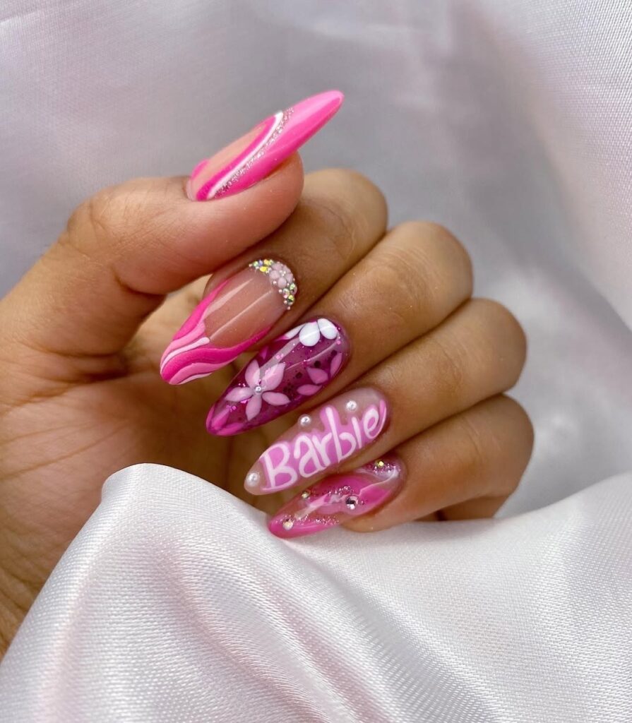 12 pink nails