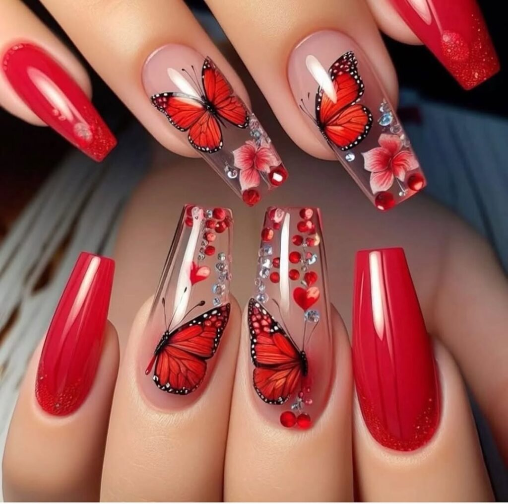 13 red coffin nails ideas