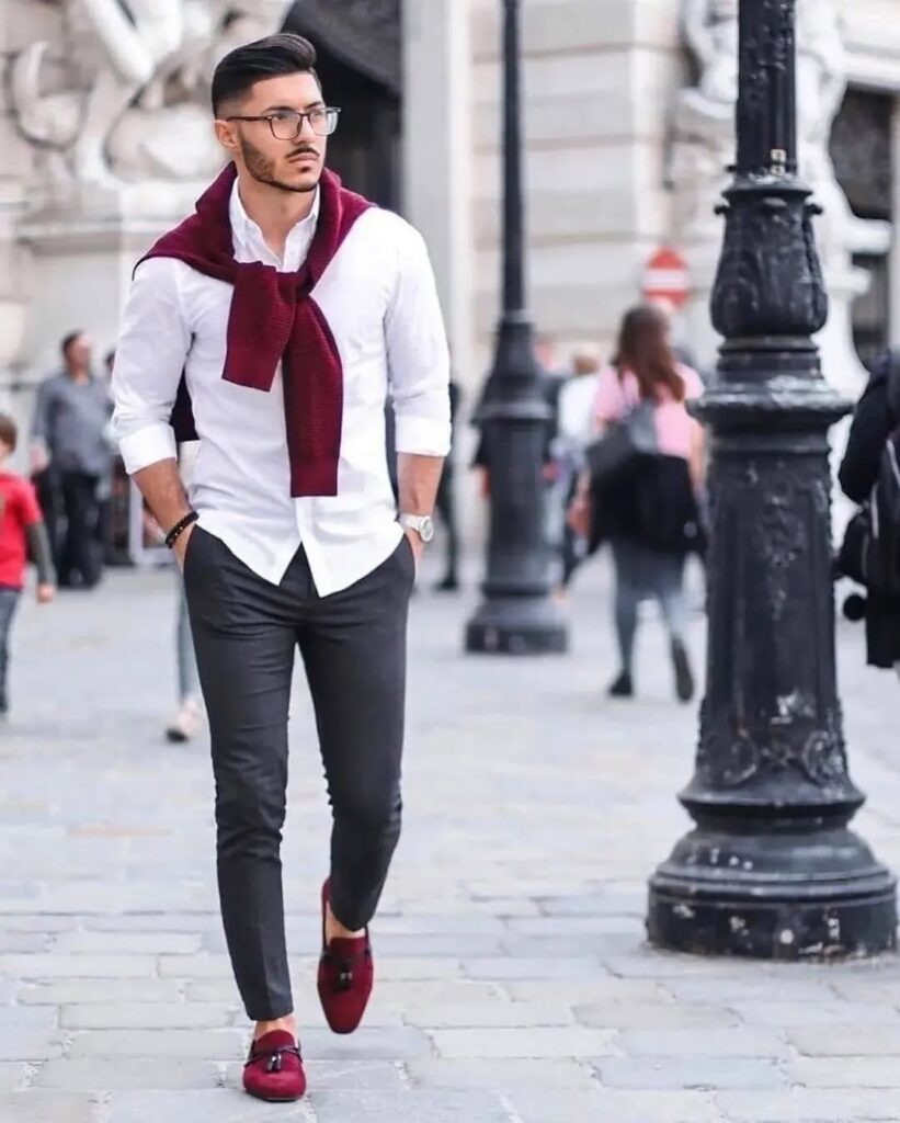 18 burgundy outfit men