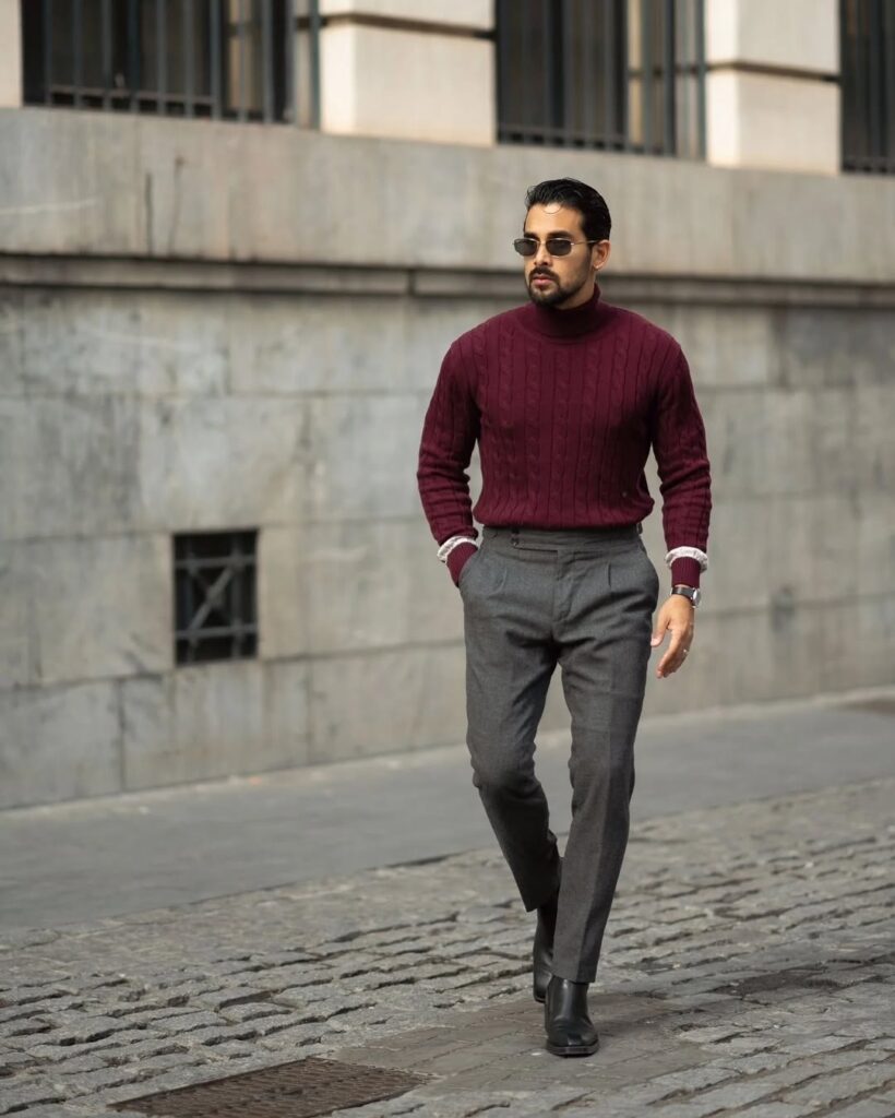 20 burgundy outfit men