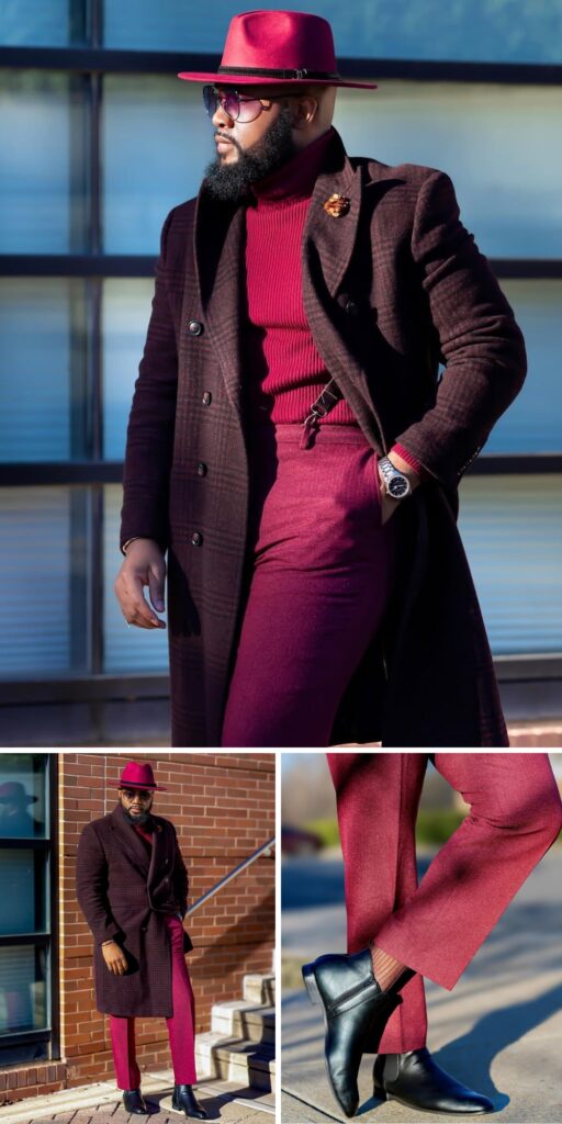 23 burgundy outfit men