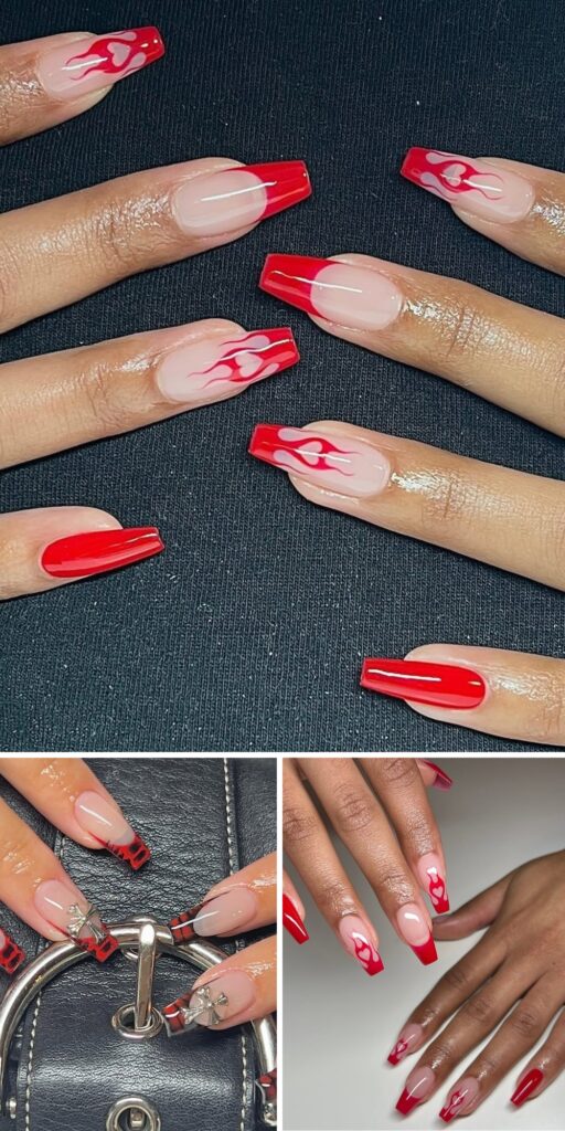 48 red coffin nails ideas