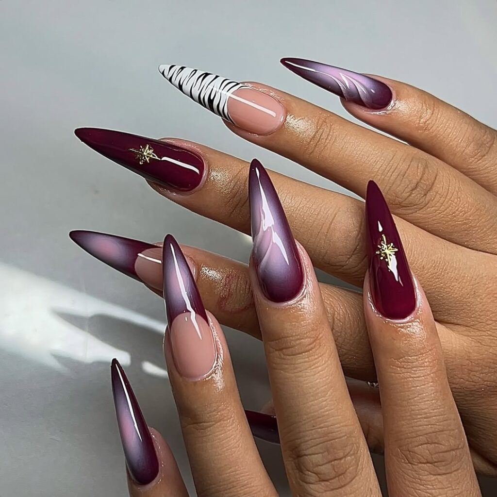 01 burgundy nails acrylic design 2025