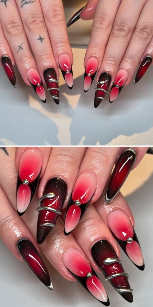 04 burgundy nails acrylic design 2025