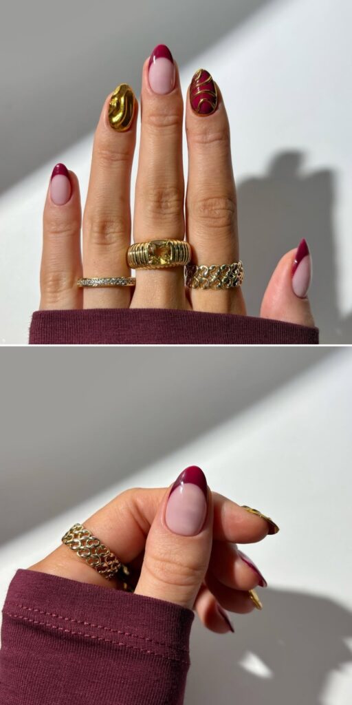 10 burgundy nails acrylic design 2025