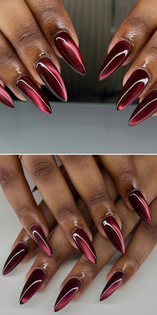 12 burgundy nails acrylic design 2025