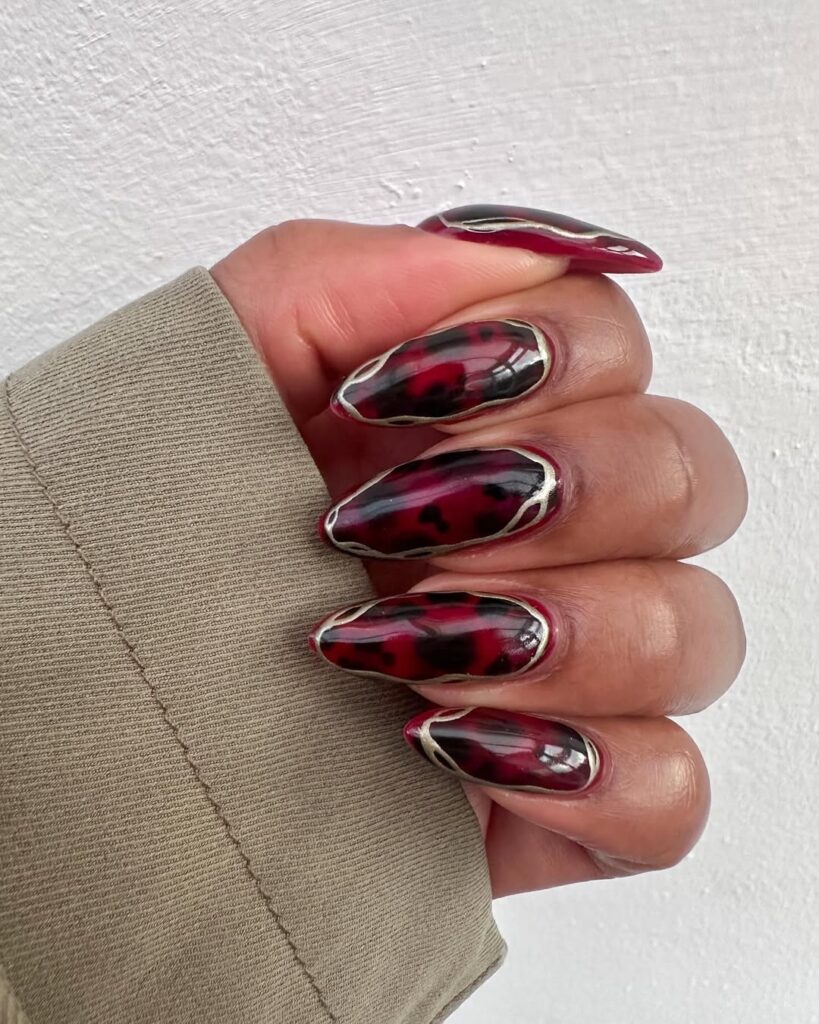 17 burgundy nails acrylic design 2025