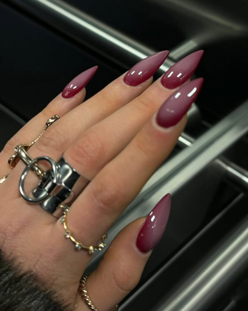 19 burgundy nails acrylic design 2025