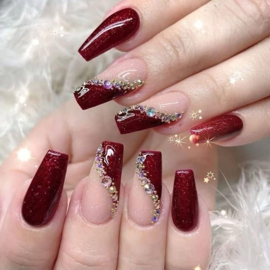 29 burgundy nails acrylic design 2025