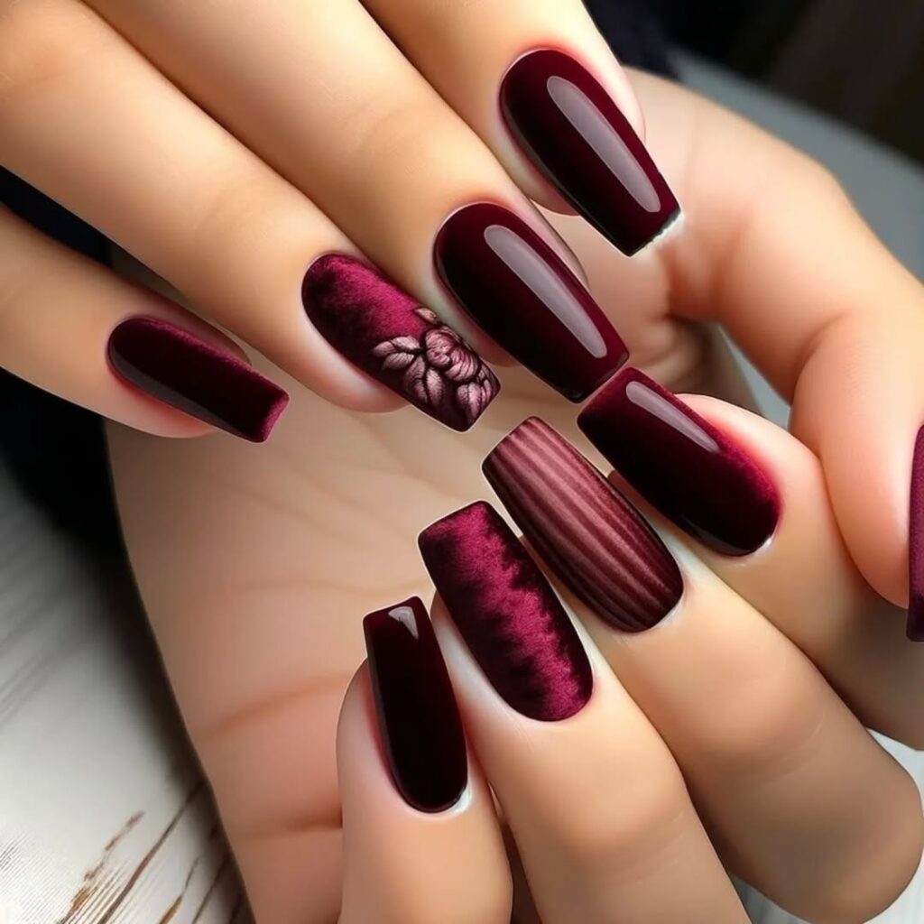 31 burgundy nails acrylic design 2025