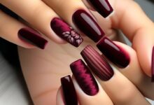 31 burgundy nails acrylic design 2025