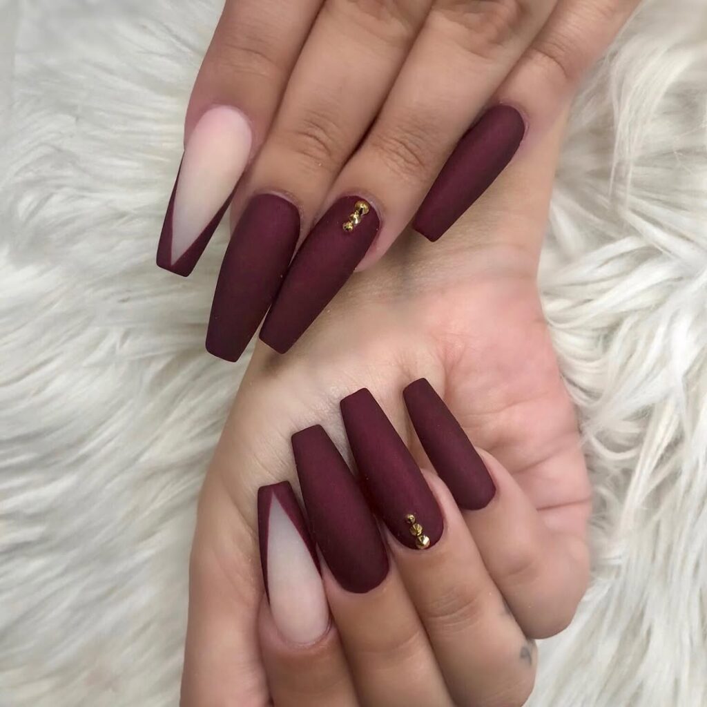 35 burgundy nails acrylic design 2025