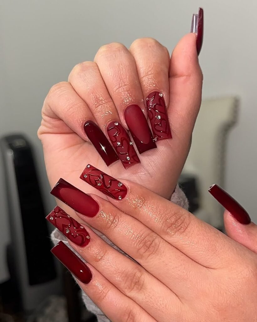 43 burgundy nails acrylic design 2025