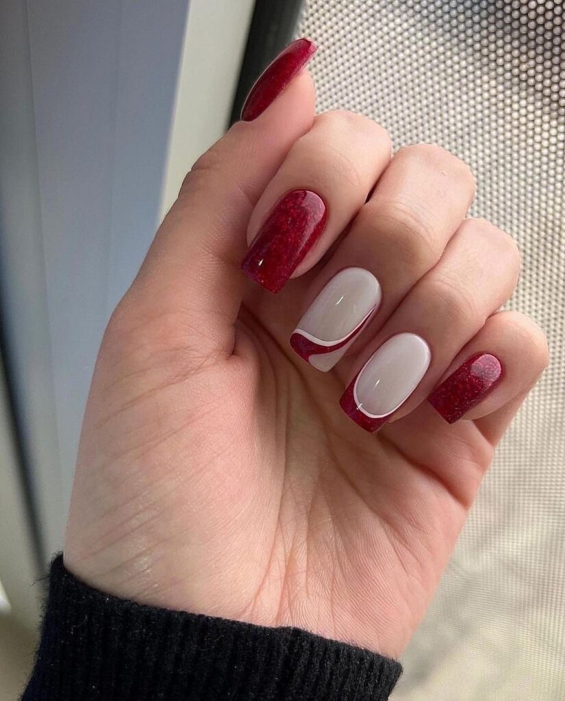 47 burgundy nails acrylic design 2025