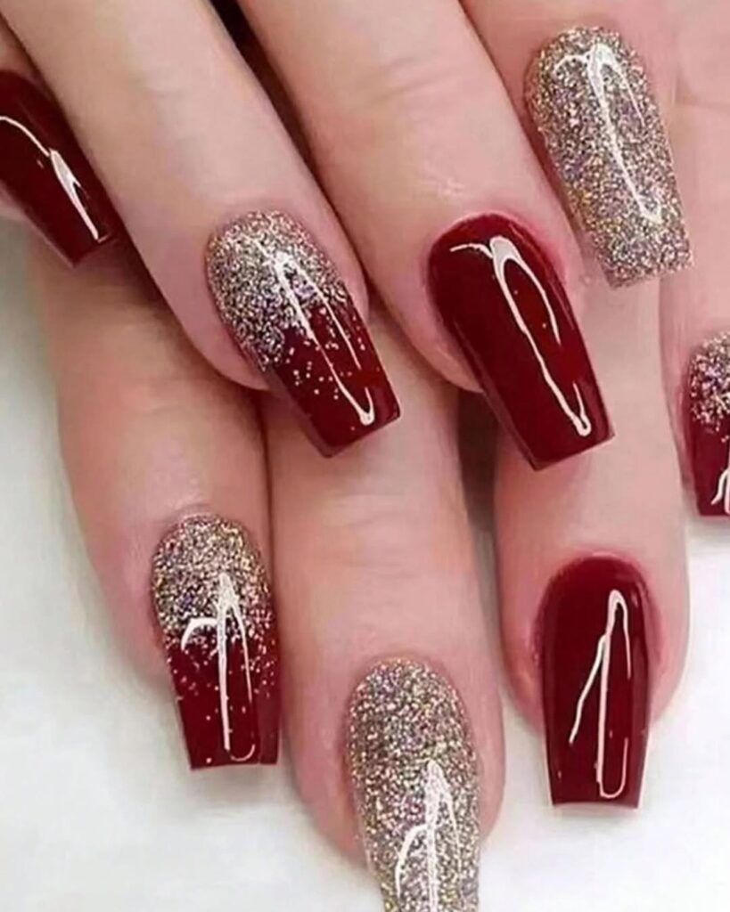 48 burgundy nails acrylic design 2025