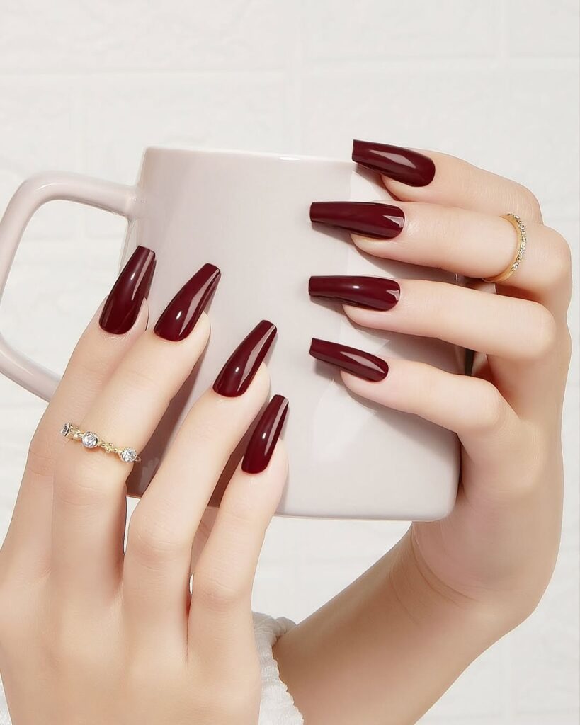 50 burgundy nails acrylic design 2025